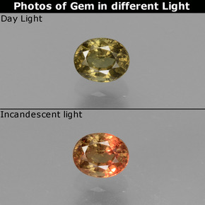 Granato cangiante naturale multicolore da 0,55 ct, taglio ovale, VS