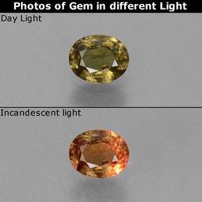Granato cangiante naturale multicolore da 0,57 ct, taglio ovale, VS