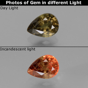 Granato cangiante naturale cangiante da 0,86 ct, taglio a pera, VS