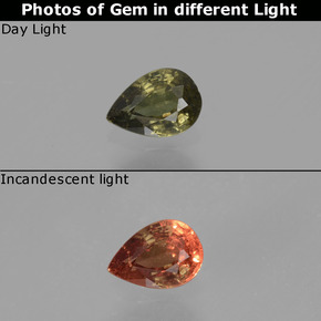 Granato cangiante naturale cangiante da 0,43 ct, taglio a pera, VS