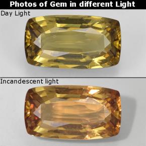 Granato cangiante naturale dorato da 1,37 ct, taglio a cuscino, VVS-VS