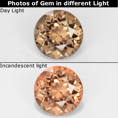 Granato cangiante Marrone dorato naturale da 0.87 ct, Taglio rotondo, VS