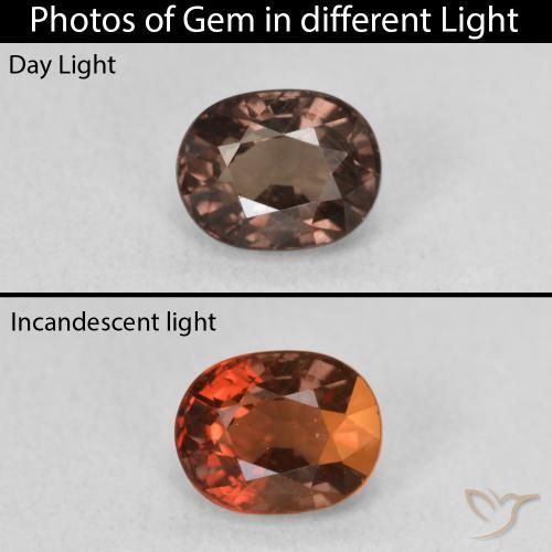 1.57ct Naturale Marrone Chiaro Medio Granato cangiante, Ovale, VVS-VS
