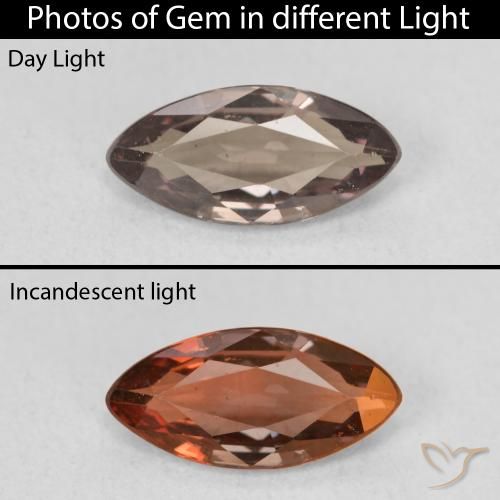 1.23ct Naturale Marrone Chiaro Medio Granato cangiante, Taglio marquise, VVS-VS, Photo A