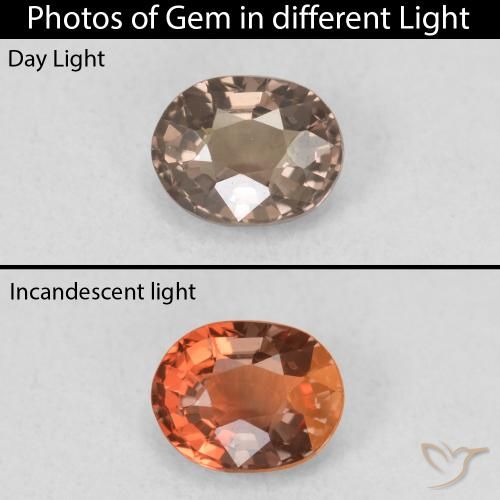 0.79ct Naturale Marrone Chiaro Medio Granato cangiante, Ovale, VVS-VS
