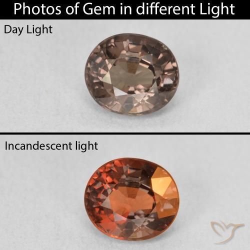 1.24ct Naturale Marrone Chiaro Medio Granato cangiante, Ovale, VVS-VS