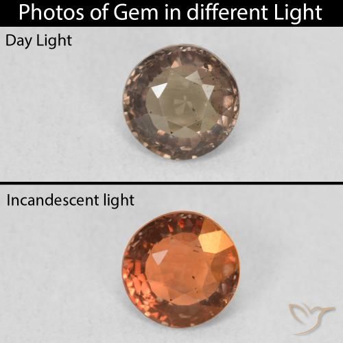 Granato cangiante naturale marrone da 0,92 ct, taglio rotondo, VS