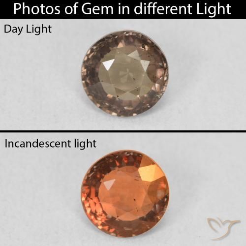 Granato cangiante naturale marrone da 0,90 ct, taglio rotondo, VS