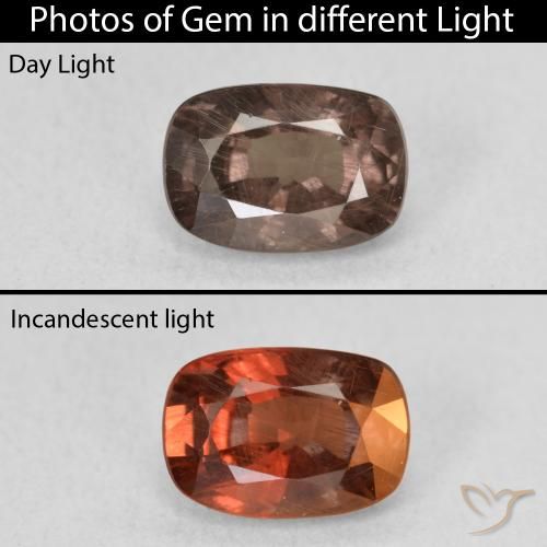 1.58ct Naturale Marrone Chiaro Medio Granato cangiante, Cuscino, VS