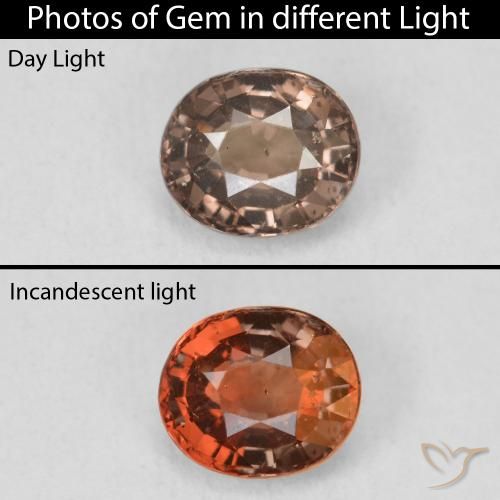 1.37ct Naturale Marrone Chiaro Medio Granato cangiante, Ovale, VS