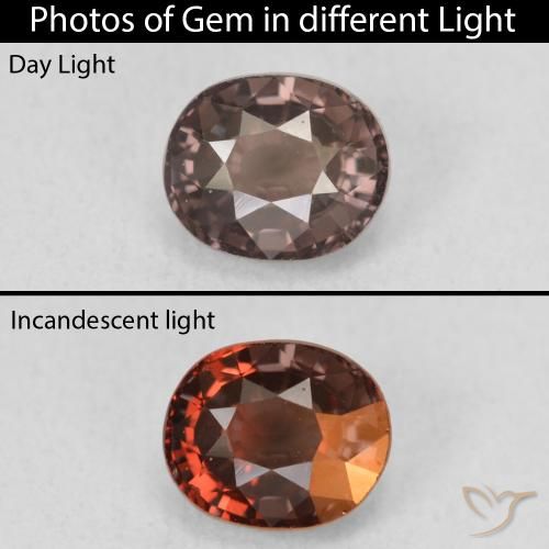 1.50ct Naturale Marrone Chiaro Medio Granato cangiante, Ovale, VS