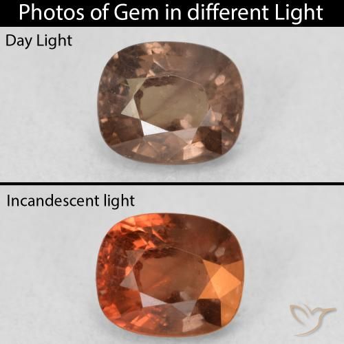 1.00ct Naturale Marrone Chiaro Medio Granato cangiante, Cuscino, VS