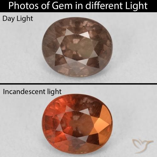 1.44ct Naturale Marrone Chiaro Medio Granato cangiante, Ovale, VS