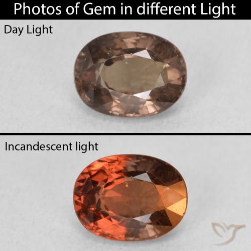 Granato cangiante Marrone Chiaro Medio naturale da 1.27 ct, Ovale, VS