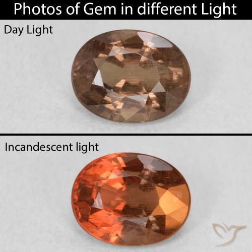 0.82ct Naturale Marrone Chiaro Medio Granato cangiante, Ovale, VS