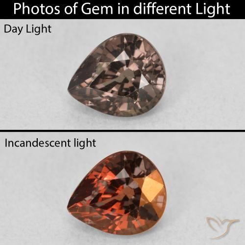 Granato cangiante Marrone scuro naturale da 1.14 ct, Forma a pera, VS