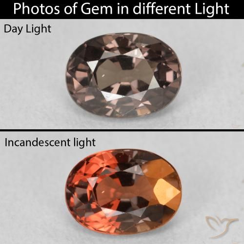 Granato cangiante naturale marrone da 1,28 ct, taglio ovale, VVS