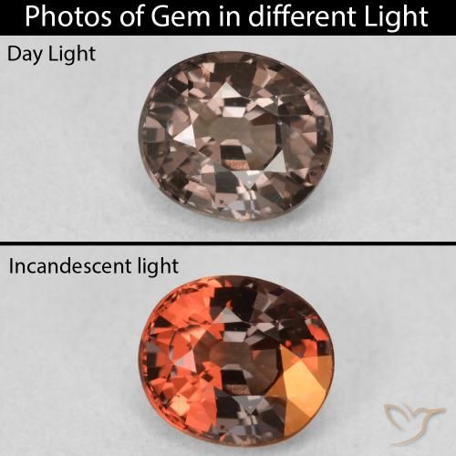 Granato cangiante naturale marrone da 1,03 ct, taglio ovale, VVS