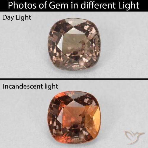 0.93ct Naturale Marrone Chiaro Medio Granato cangiante, Cuscino, VS