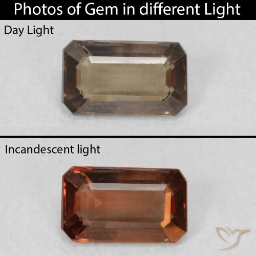 1.02ct Naturale Medium Dark-Brown Granato cangiante, Taglio smeraldo, VS