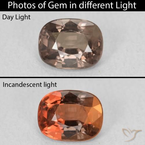 Granato cangiante Marrone Chiaro Medio naturale da 1.13 ct, Cuscino, VS