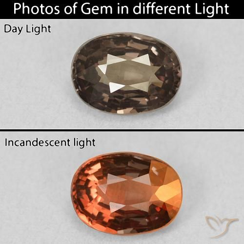 0.96ct Naturale marrone pecan Granato cangiante, Ovale, VVS