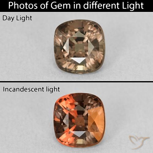 1.13ct Naturale Marrone Chiaro Medio Granato cangiante, Cuscino, VVS-VS