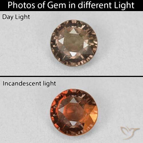 1.20ct Naturale Marrone Chiaro Medio Granato cangiante, Rotondo, VVS-VS