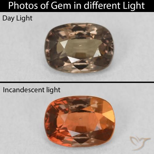 0.97ct Naturale Marrone Chiaro Medio Granato cangiante, Cuscino, VS