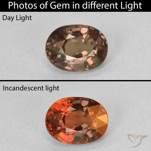 1.00ct Naturale Marrone Chiaro Medio Granato cangiante, Ovale, VS