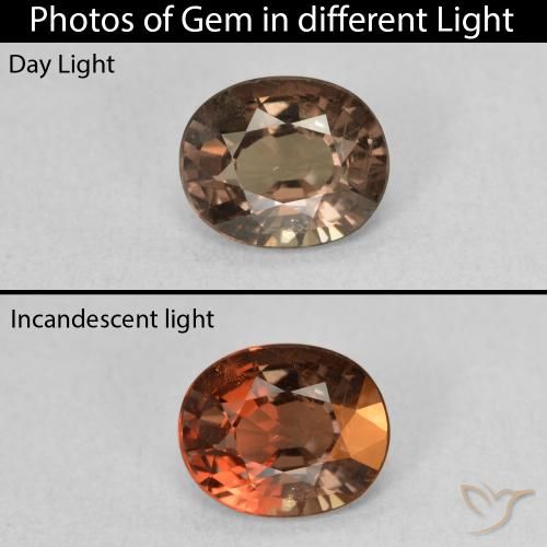 1.16ct Naturale Marrone Chiaro Medio Granato cangiante, Ovale, VS