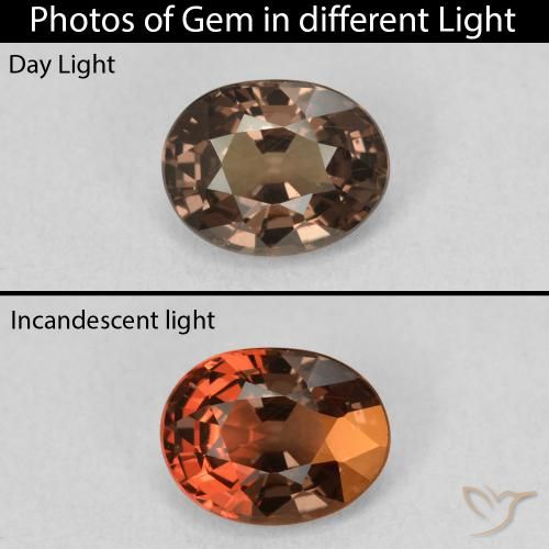 1.37ct Naturale Marrone Chiaro Medio Granato cangiante, Ovale, VS