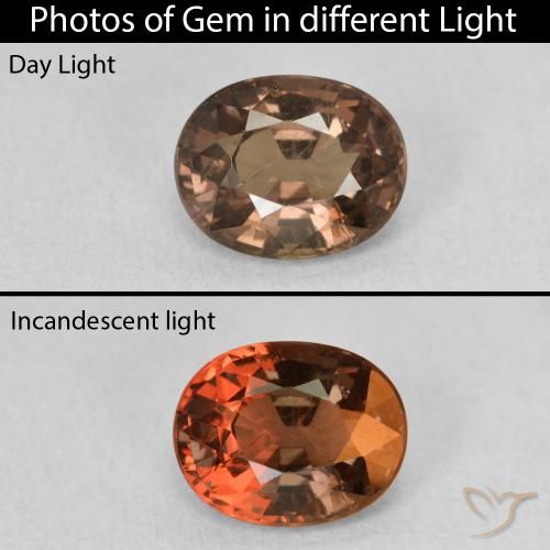 1.39ct Naturale Marrone Chiaro Medio Granato cangiante, Ovale, VS