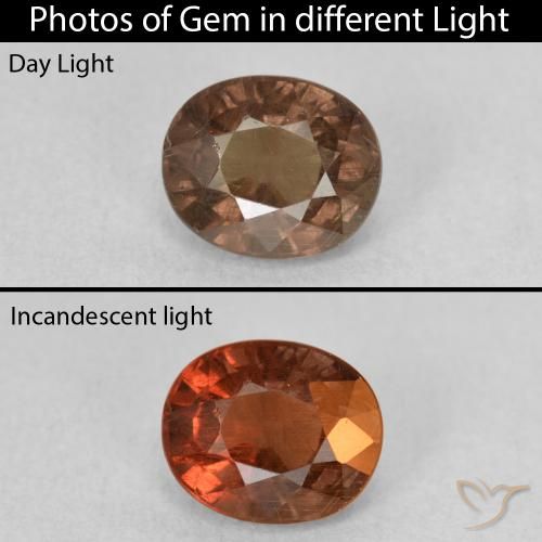 1.53ct Naturale Marrone Chiaro Medio Granato cangiante, Ovale, VS