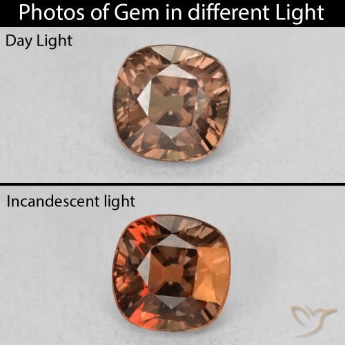 1.28ct Naturale Marrone scuro Granato cangiante, Cuscino, VS