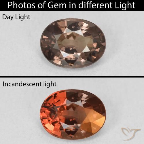 1.21ct Naturale Marrone scuro Granato cangiante, Ovale, VVS-VS