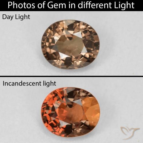 1.08ct Naturale Marrone scuro Granato cangiante, Ovale, VVS-VS