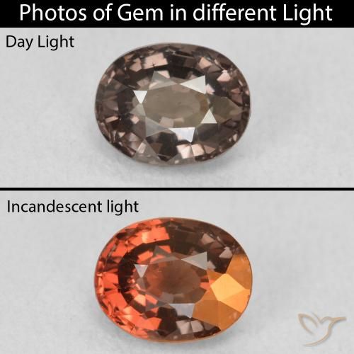 1.07ct Naturale Marrone scuro Granato cangiante, Ovale, VVS-VS