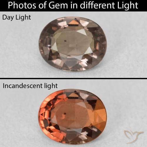 1.02ct Naturale Marrone scuro Granato cangiante, Ovale, VVS-VS