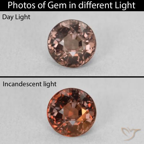1.15ct Naturale Marrone Chiaro Medio Granato cangiante, Rotondo, VS