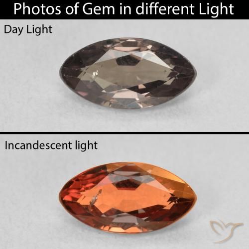 1.09ct Naturale Marrone Chiaro Medio Granato cangiante, Taglio marquise, VS-SI