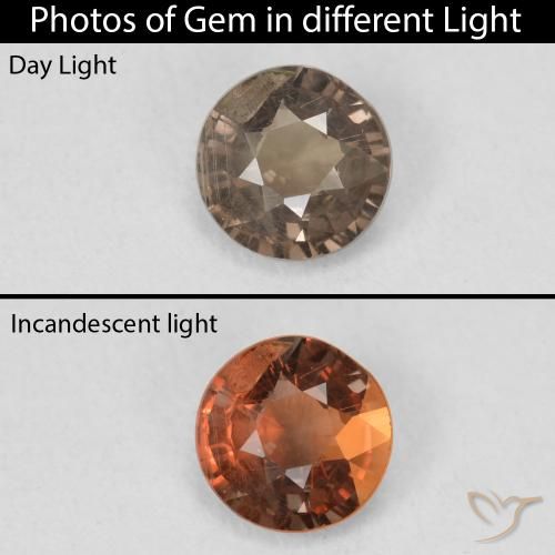 0.79ct Naturale Marrone caldo Granato cangiante, Rotondo, VS