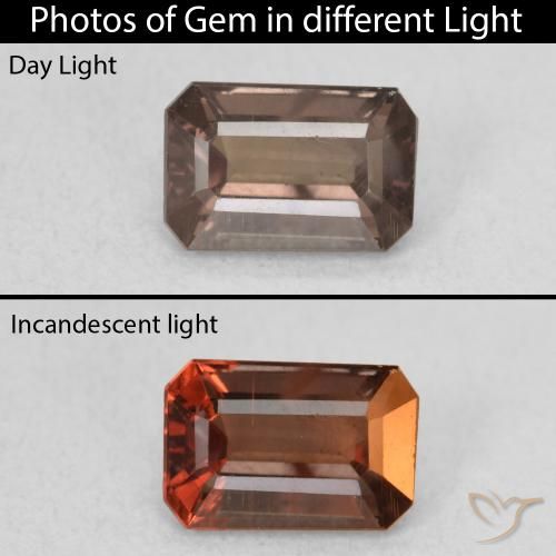 1.24ct Naturale Marrone Chiaro Medio Granato cangiante, Taglio smeraldo, VVS-VS