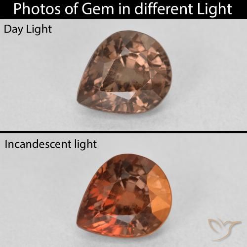 1.37ct Naturale Marrone scuro Granato cangiante, Forma a pera, VS