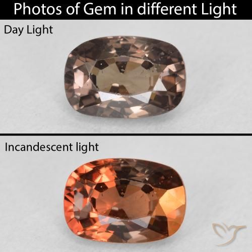 1.39ct Naturale Marrone scuro Granato cangiante, Cuscino, VS