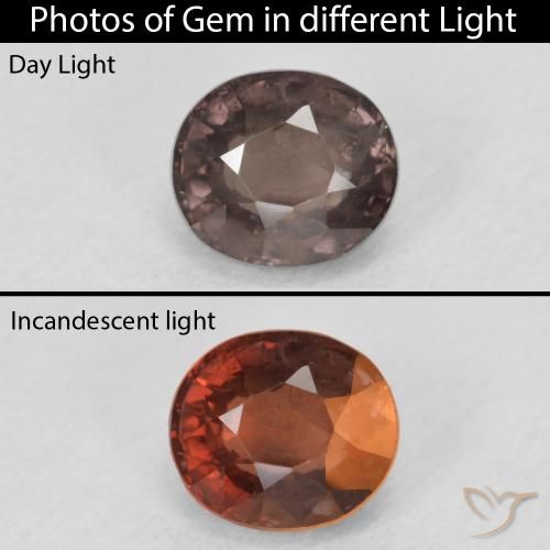1.50ct Naturale Marrone Chiaro Medio Granato cangiante, Ovale, VS
