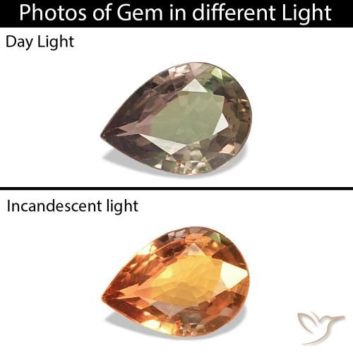 Zaffiro cangiante Marrone Chiaro Medio naturale da 0.22 ct, Forma a pera, VVS