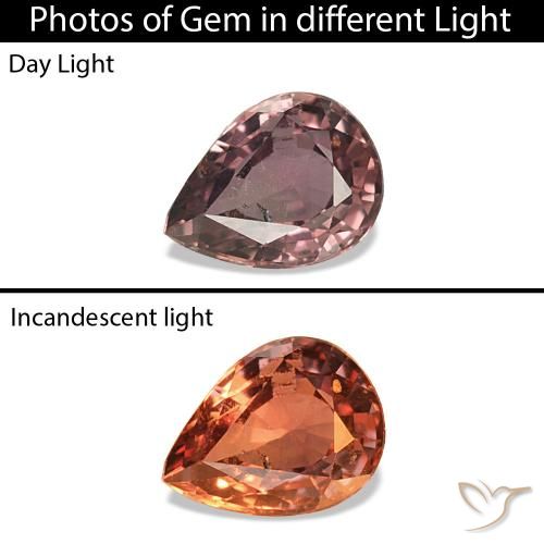 Zaffiro cangiante Marrone Chiaro Medio naturale da 0.27 ct, Forma a pera, VS