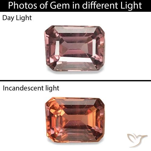0.14ct Rosa medio Zaffiro cangiante, Taglio smeraldo, VS