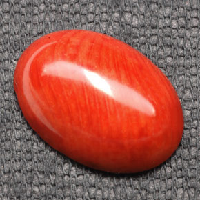 Corallo naturale arancione da 7,43 ct, taglio ovale, opaco